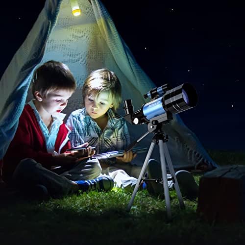 AOMEKIE Telescopes for Kids Beginners Adults 70mm Astronomical Telescope with Phone Adapter Moon Filter Erecting Eyepiece and Barlow