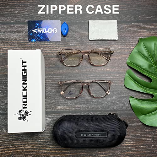 Image of ROCKNIGHT Hexagon Fashion Glasses for Women Blue Light Glasses for computer tablet phone digital screen purple+tea 2 packs