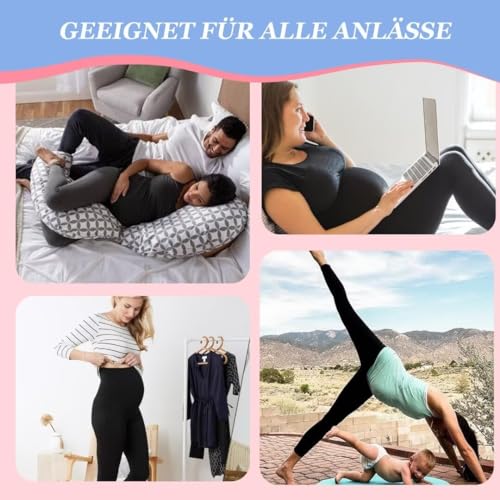TNNZEET Umstandsleggings Damen Umstandsmode Blickdicht Schwangerschaft Leggings Umstandshose Lang mit Taschen für Yoga(Schwarz*2,4XL)