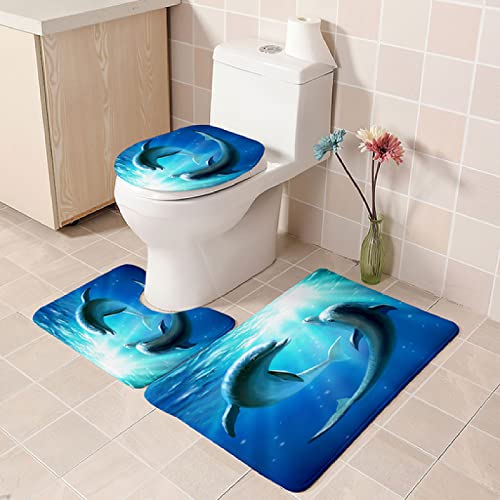 Badematten Set 3 teilig,Toilettenmatte Set,3er Badgarnitur Badezimmer Matte Set Dusch Bade Matte Vorleger Teppich 3D…