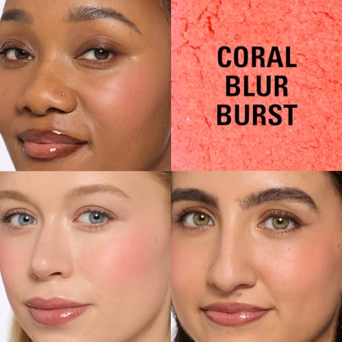 Image of Revolution Beauty London, Bouncy Blur Blush, Powder Makeup Blush for Cheeks, Buildable Formula, Vegan & Cruelty-Free, Coral Blur Burst, 0.19 oz