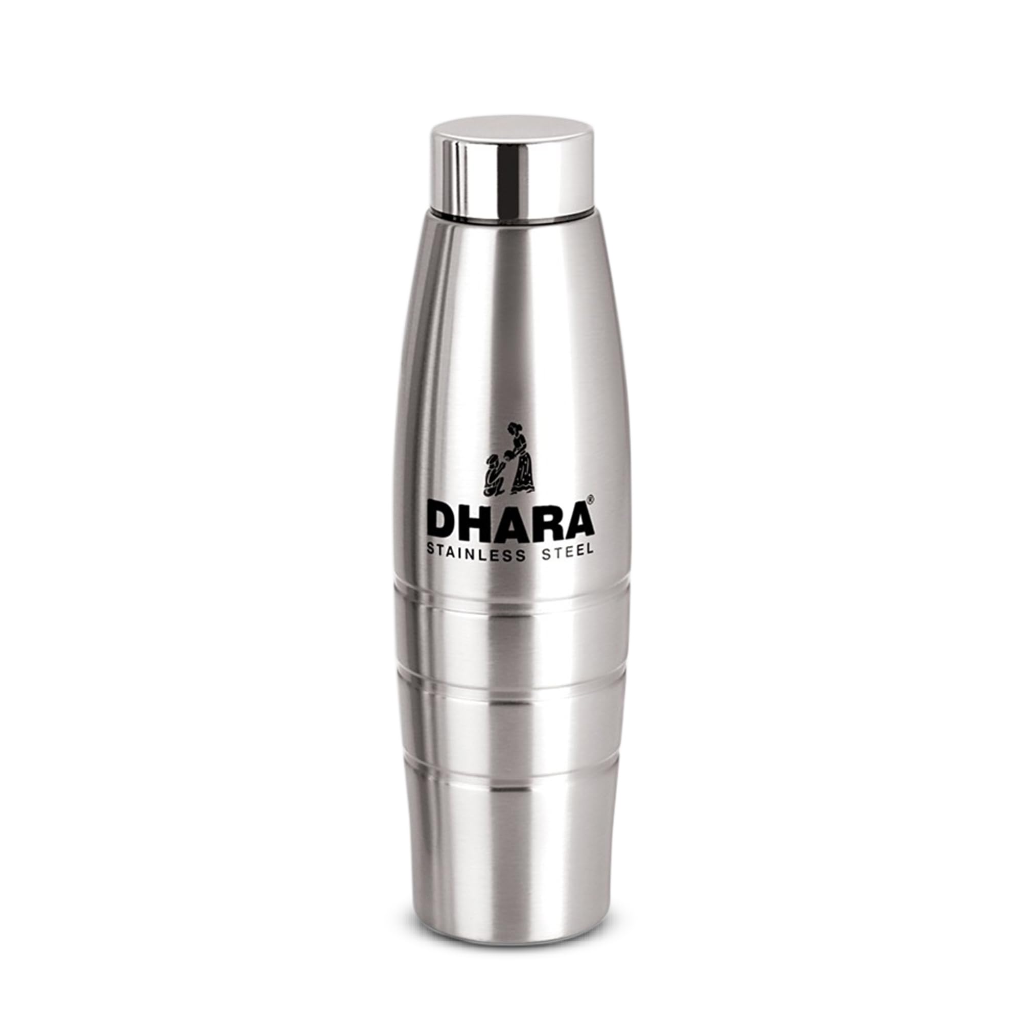 Dhara Stainless SteelPure N Fresh Single Walled Fridge Water Bottle 400ml Silver | Light Weight Slim Stainless Steel Fridge Water Bottles | Fridge Steel Water Bottles for Kitchen, Office and School