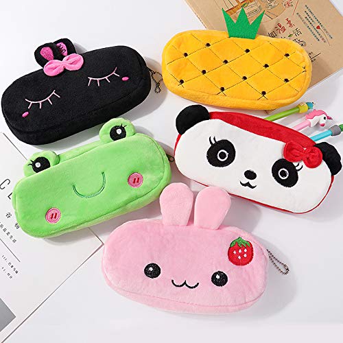 Image of HSYHERE Creative Cute Lovely Funny Happy Animals Bear Frog Face Fruit Strawberry Watermelon Soft Stuffed Surface Clothes Zipper Pencil Box Pencil Case Pencil Holder Pouch Pen Bag - Bear