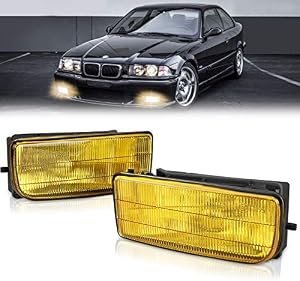 TangMiGe Fog Lights Lamps for 1992 1993 1994 1995 1996 1997 1998 1999 BMW (M3 / E36) 318i 318is 318ti 320i 323i 323is 325i 325is 328i 328is 3 Series Original Design, 1 Pair, Yellow Lens, w/H1 Bulbs