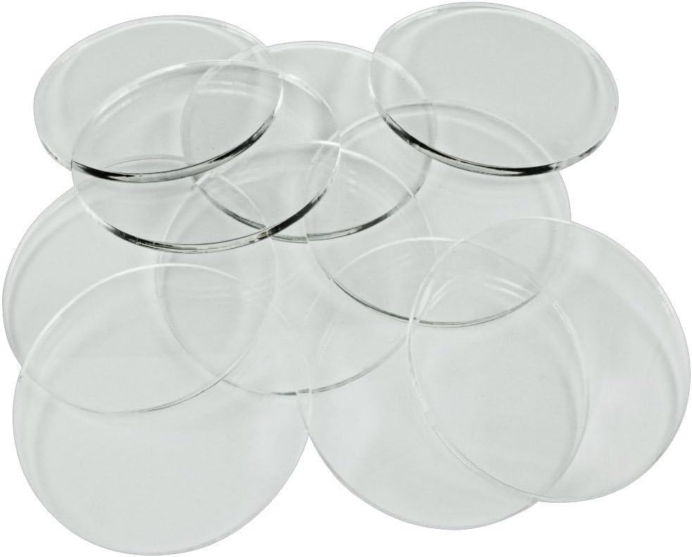 LITKO 3 Inch Round Clear Acrylic Miniature Bases | Compatible with Dungeons & Dragons, Pathfinder & Tabletop RPGs | Set of 10, 3mm
