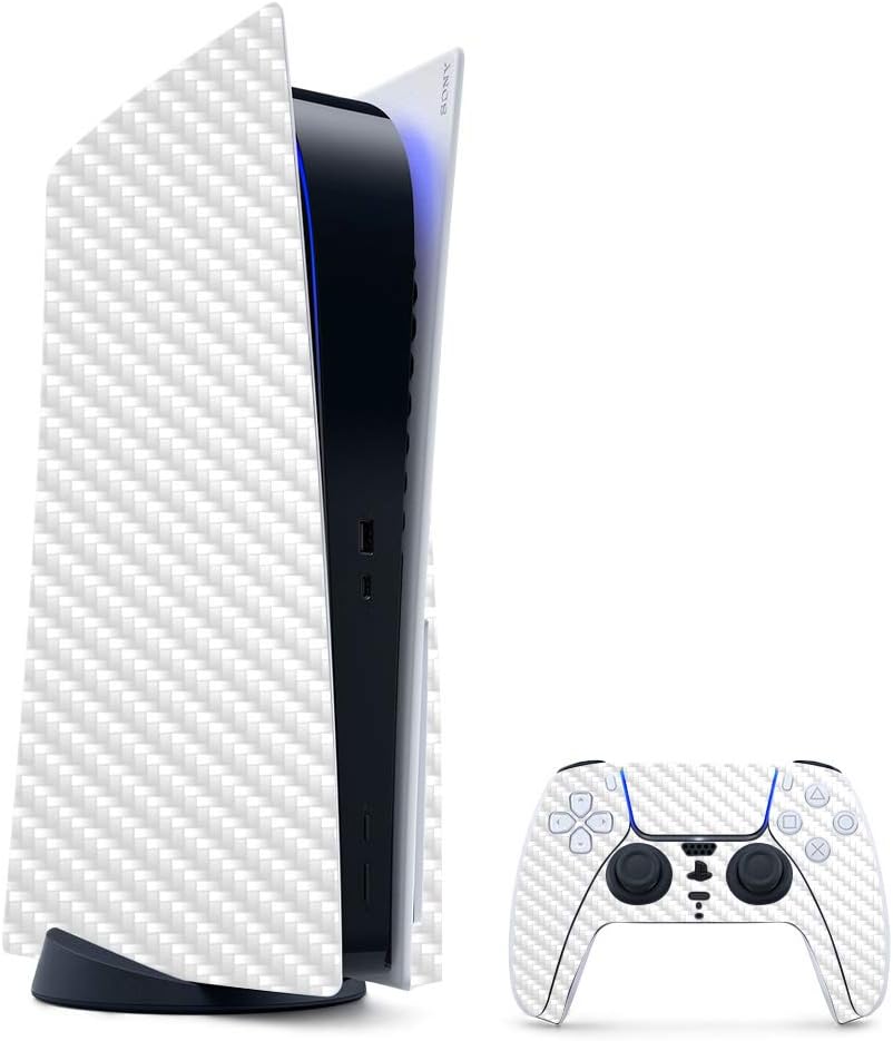 MightySkins Carbon Fiber Gaming Skin for PS5 / PlayStation 5 Digital Edition Bundle - Solid Hot Pink | Durable Textured Carbon Fiber Finish | Easy to Apply | Made in The USA