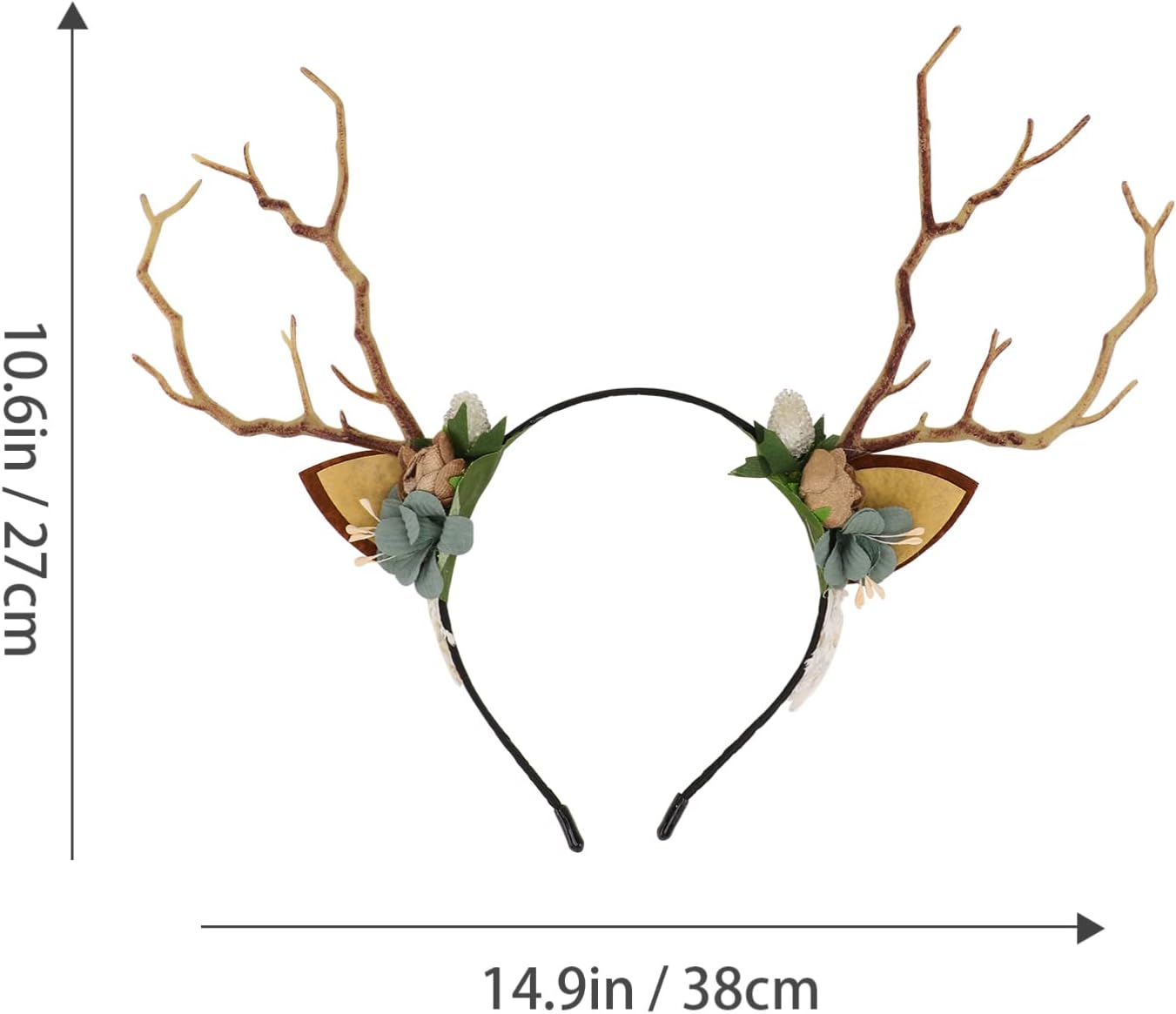 Beaupretty Antlers Headband, Christmas Antler Flower Branches with Cat Ear Headpieces Party Decorations for Women