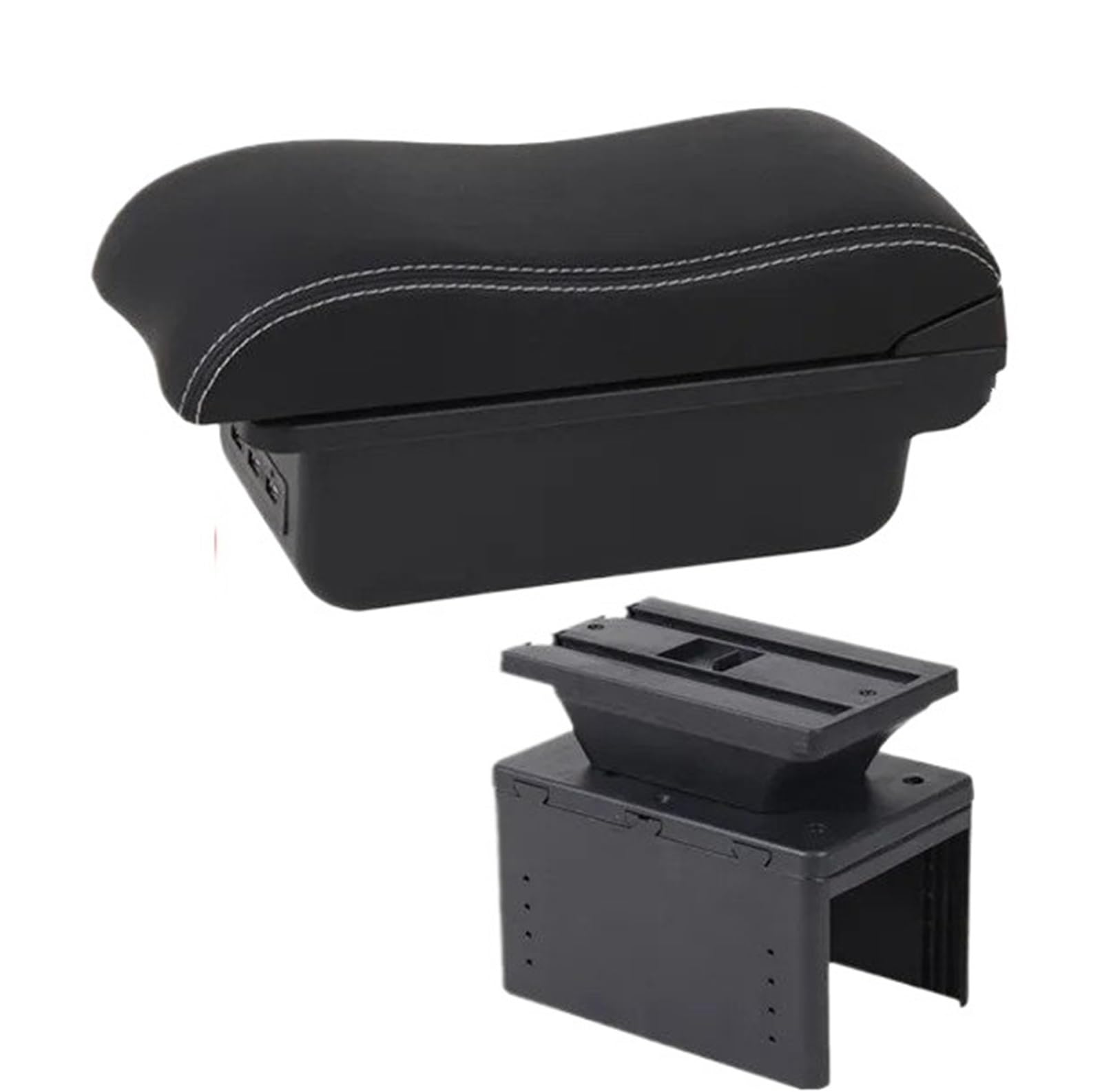 NOKRGQW Car Armrest Box Universal Car Armrest Box Storage Retrofit Parts Accessories(B3 white line 3USB)
