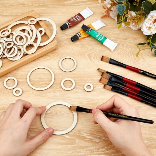 SUPERFINDINGS 60Pcs 6 Sizes Wood Earring Blanks Unfinished Wood Hollow Blank Round Wooden Linking Rings Wood Pieces Frame Wood Crafts Supplies for Jewelry Making - Image 3