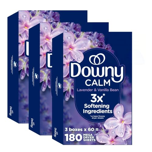 Downy Calm Mega Dryer Sheets, Large Fabric Softener Sheets for Laundry , Static Guard & Softness...