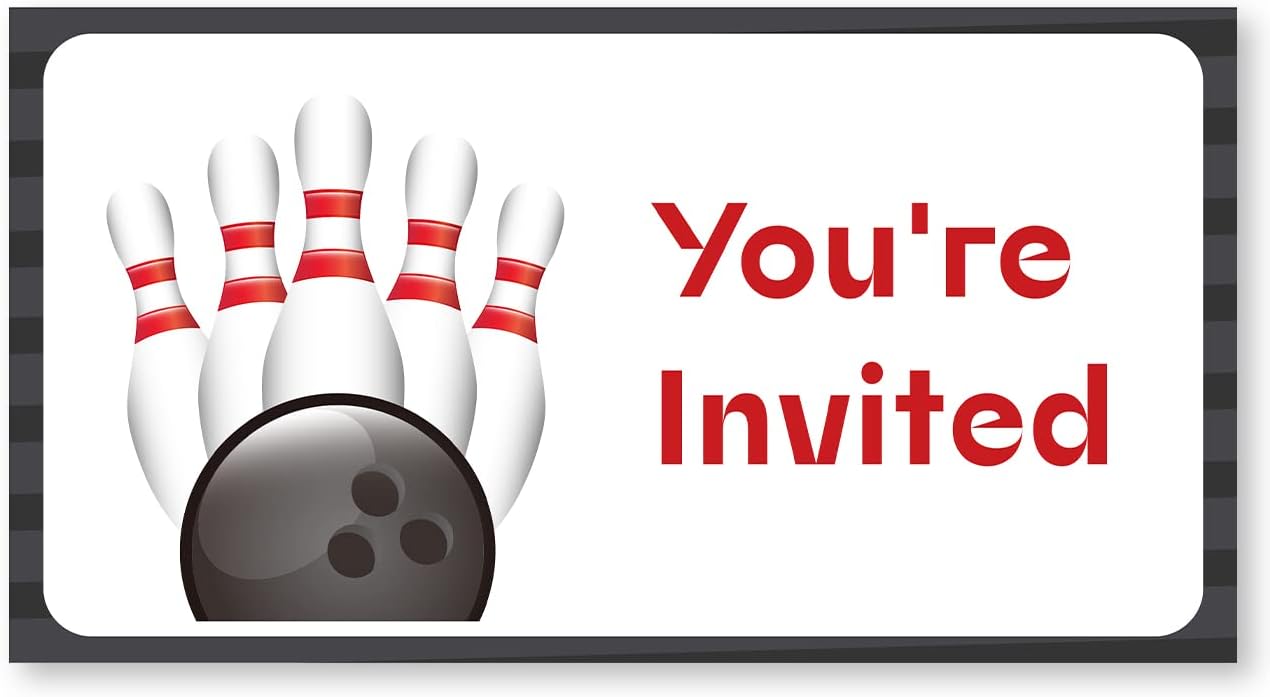 Bowling Ticket Birthday Invitations with Envelopes Set of