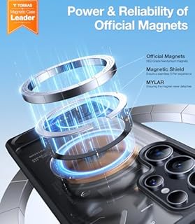 TORRAS Strong Magnetic & Seamless Stand for Samsung Galaxy S25 Ultra Case, Fit for MagSafe, Mil-Grade Drop Protection, Kickstand for Samsung Galaxy S25 Ultra Case, Translucent Back/Black Edge