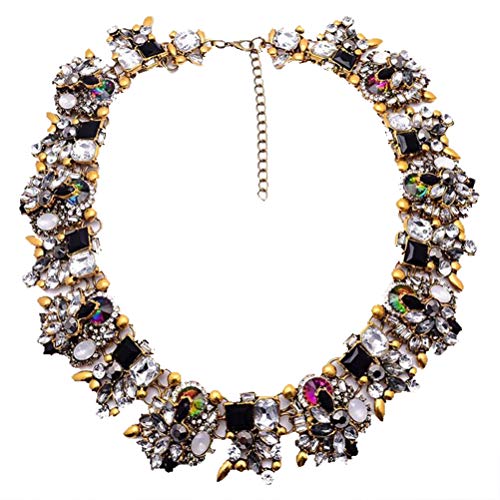 NABROJ Gold Collar Necklace with Black & White Rhinestone Bling Choker Women Jewelry for Party 1 PC with Gift Box-NC01 Black and White
