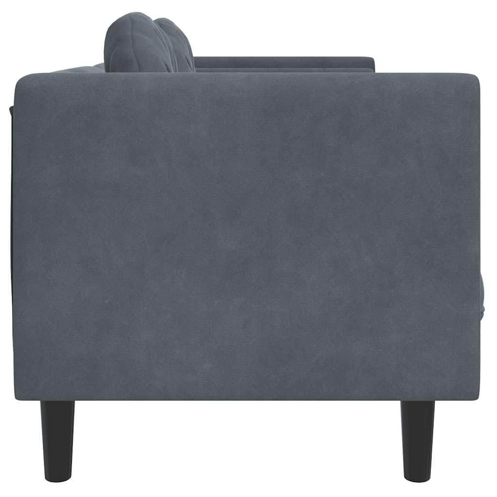 Sofá con Cojines 3 plazas Terciopelo Gris Oscuro