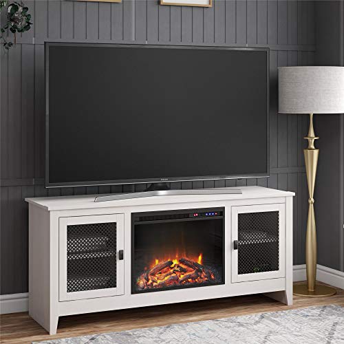 Brookstone Fireplace TV Stand for TVs up to 65", Ivory Oak