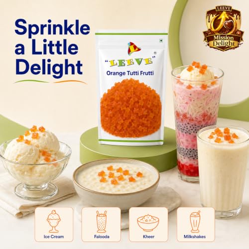 Image of Leeve Orange Tutti Frutti 800 g | Candied Fruit Bits for Cakes, Cookies, Muffins, Ice Cream, Desserts and Baking Decoration