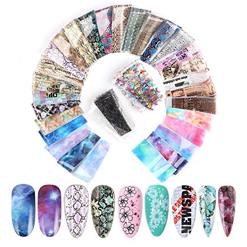 50 sheets nail art foil transfer decals，changar 2020 popular na…