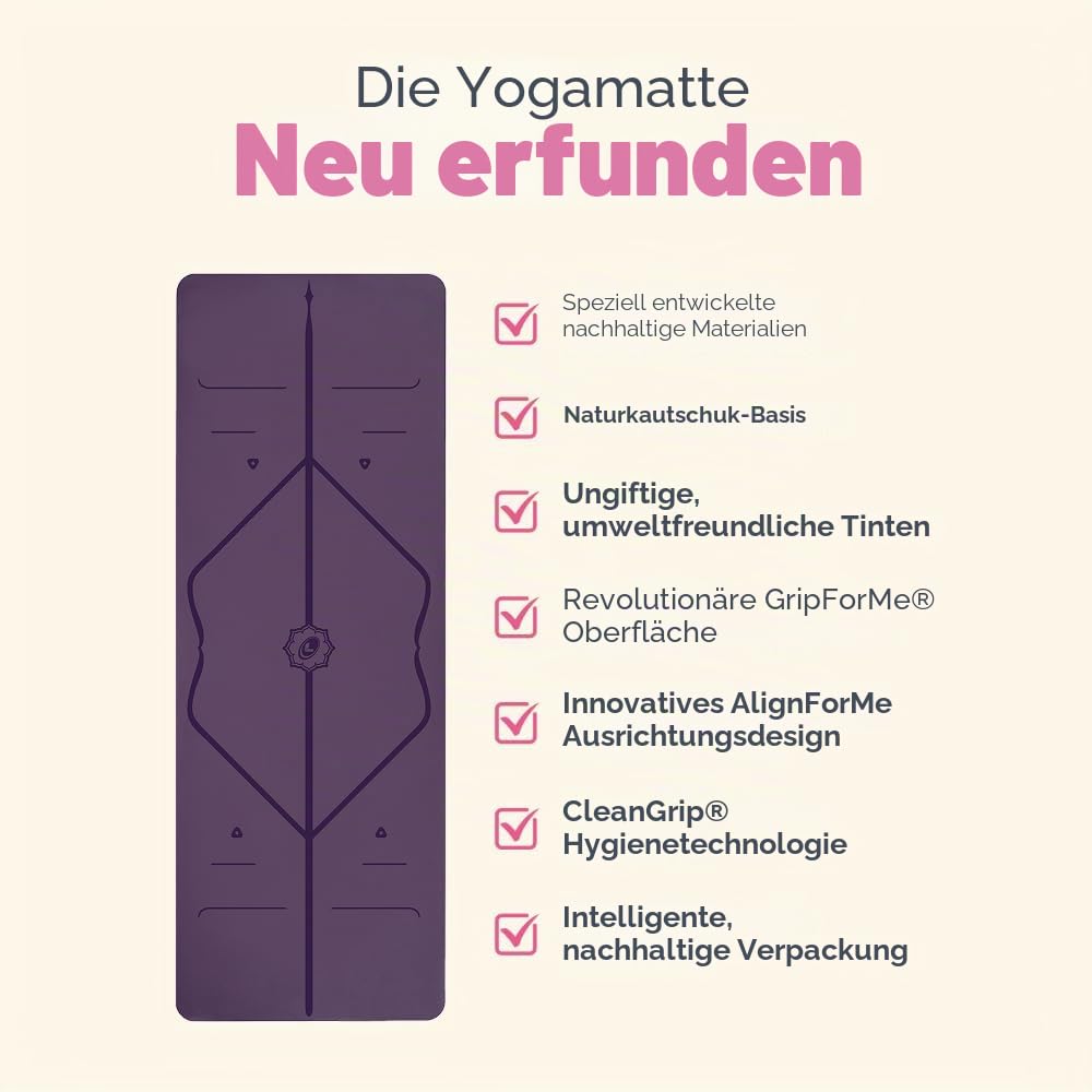 Liforme Travel Yogamatte - Die Umweltfreundlichste, rutschfeste Yogamatte der Welt Mit Dem Originalen Einzigartigen Ausrichtungsmarkierungssystem - Biologisch Abbaubare Matte Aus Naturkautschuk