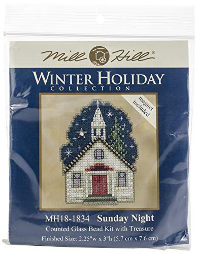Sunday Night Beaded Counted Cross Stitch Ornament Kit Mill Hill 2018 Winter Holiday MH181834