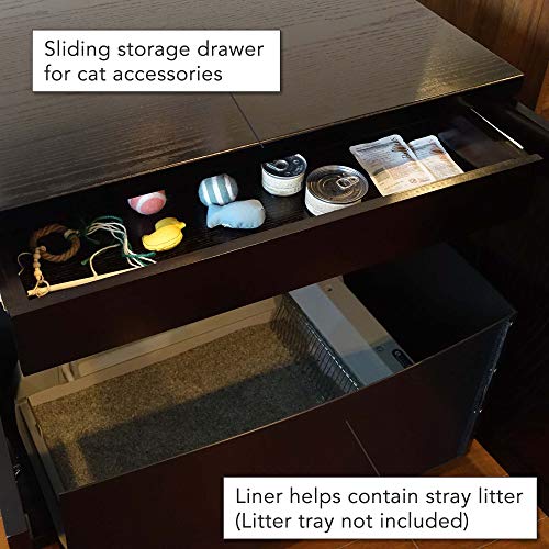 image for THE REFINED FELINE Cat Litter Box Enclosure Cabinet, Modern, Black Esp