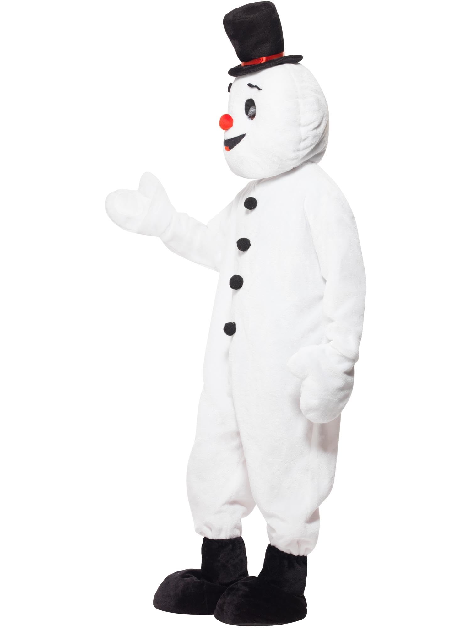 Smiffys Costume Bonhomme de Neige Mascotte, Blanc, avec Longue Barbe, Combinaison, Chapeau et Couvre-Bottes Halloween