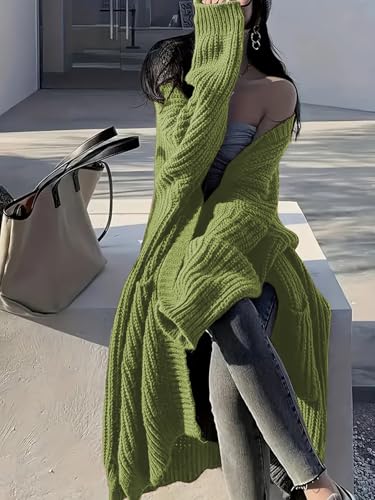 Image of Womens Long Cardigan Sweaters Open Front Oversized Duster with Pocket for Women 2025 Fall Winter Knit Design Coats