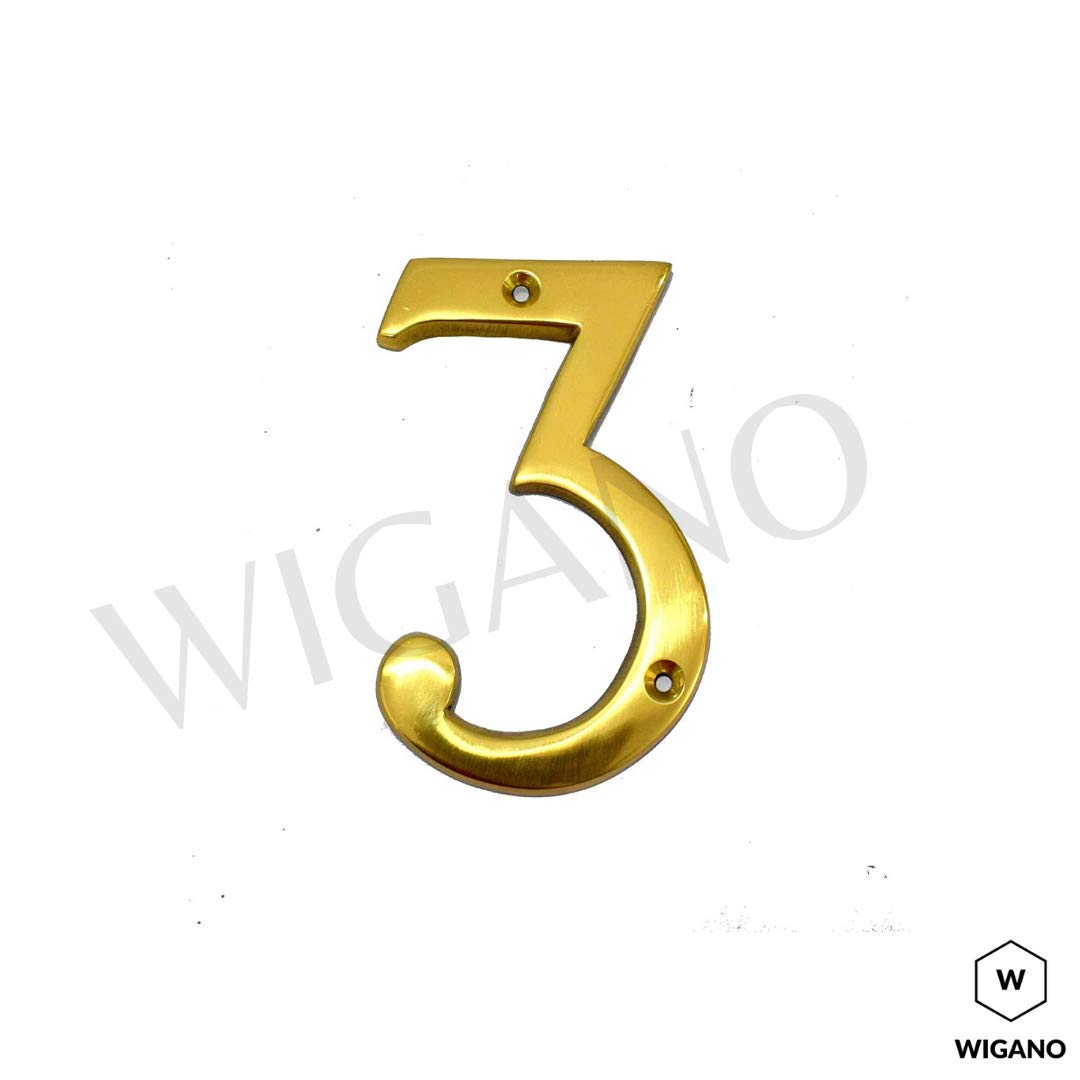 4" House Door Numbers Brass Yellow (Number 3) — Amazon image 5