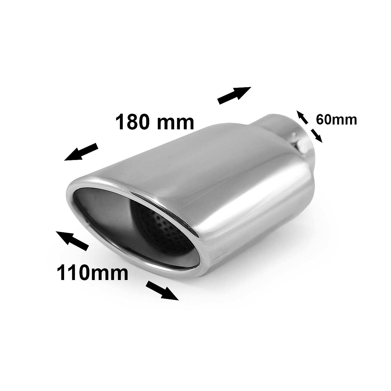 Auspuffblende Endrohr Auspuff Universell Schalldampf Edelstahl Oval bis 55mm Chrom AutoHobby