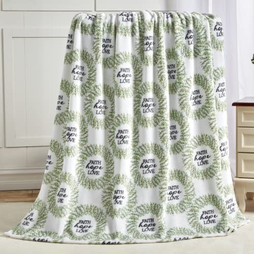 Image of Elegant Comfort Lightweight Printed Throw Blanket- All Season, Ultra Soft, Cozy and Plush- Decorative Throw Blankets, Perfect for Lounging, 50 x 70 inches, Faith, Hope and Love, Throw Blanket
