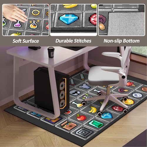 Tapete Decorativo para Juegos con Diseño Pixel Gris 152x102 cm miniatura 4