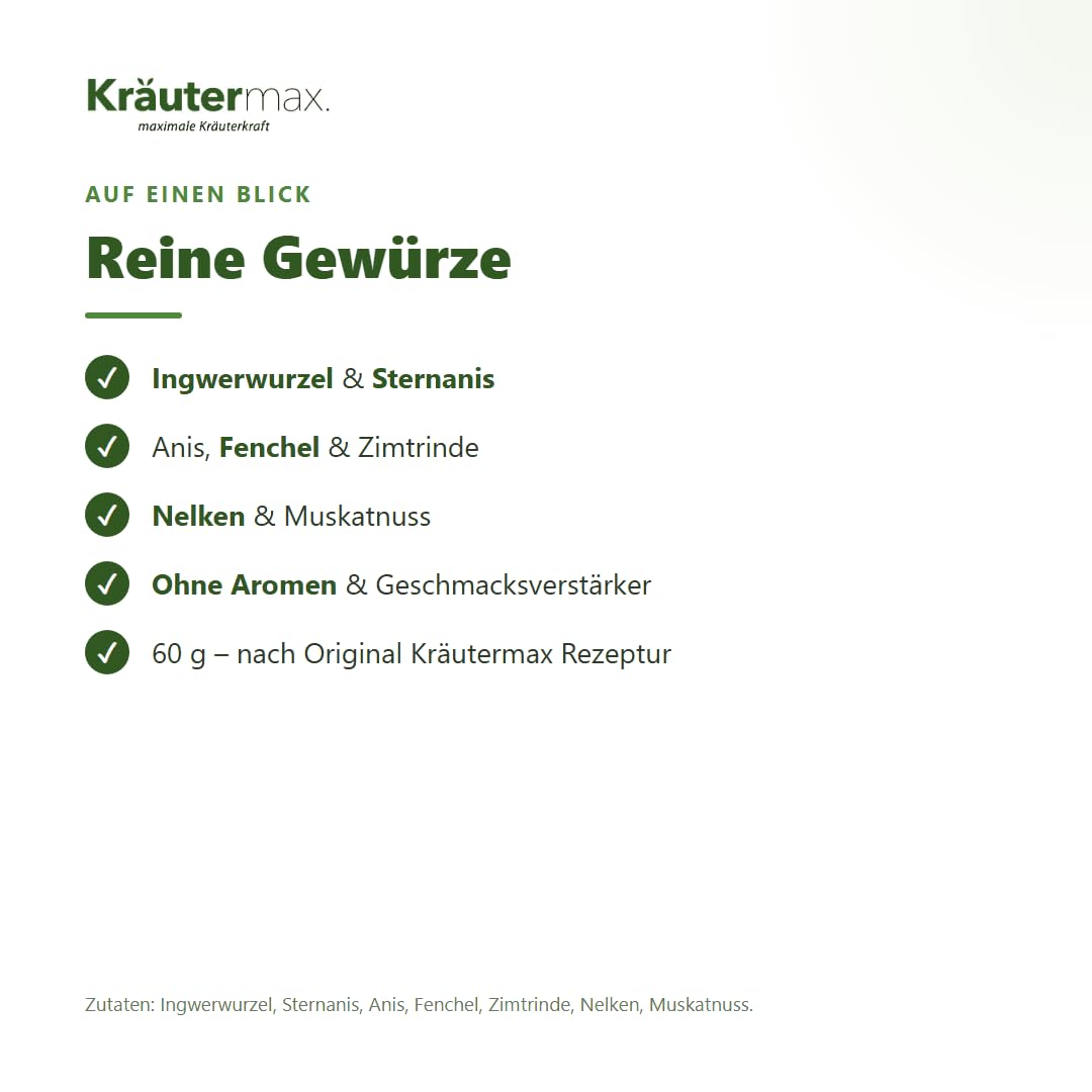 Kräutermax Nuss Schnaps Gewürz | Nussschnaps zum Ansetzen | Schnaps selber machen | Ansatz für 2 Liter Nussschnaps pro Päckchen | Ansatzmischung 10 x 60 g