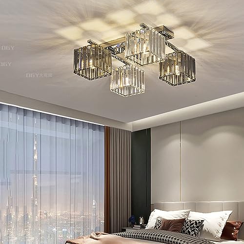 Plafonnier en verre cristal rétro à 4 lampes pour éclairage de cuisine - 3