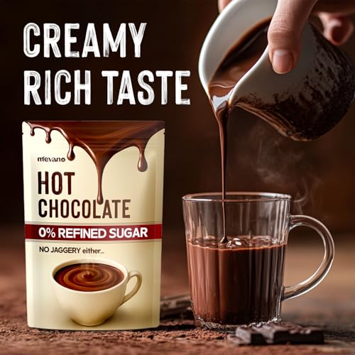 Image of Mevano Hot Chocolate Mix Powder, 600g | Refined SUGAR FREE | All Natural, REAL Cocoa without sugar, sweetened with Coconut Jaggery | Choco powder for Milk, Cold & hot shakes | No Preservatives