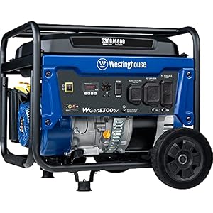 Westinghouse 6600 Peak Watt Home Backup Portable Generator, Transfer Switch Ready 30A Outlet, RV Ready 30A Outlet, Gas Powered, CO Sensor