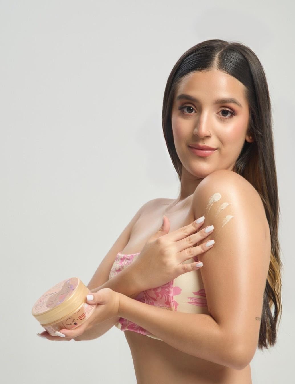 Glossy Body Butter, Luminous Moisturizing Cream with Cocoa Butter, Almond Oil, Fruit Essences, 5.3 oz/150g