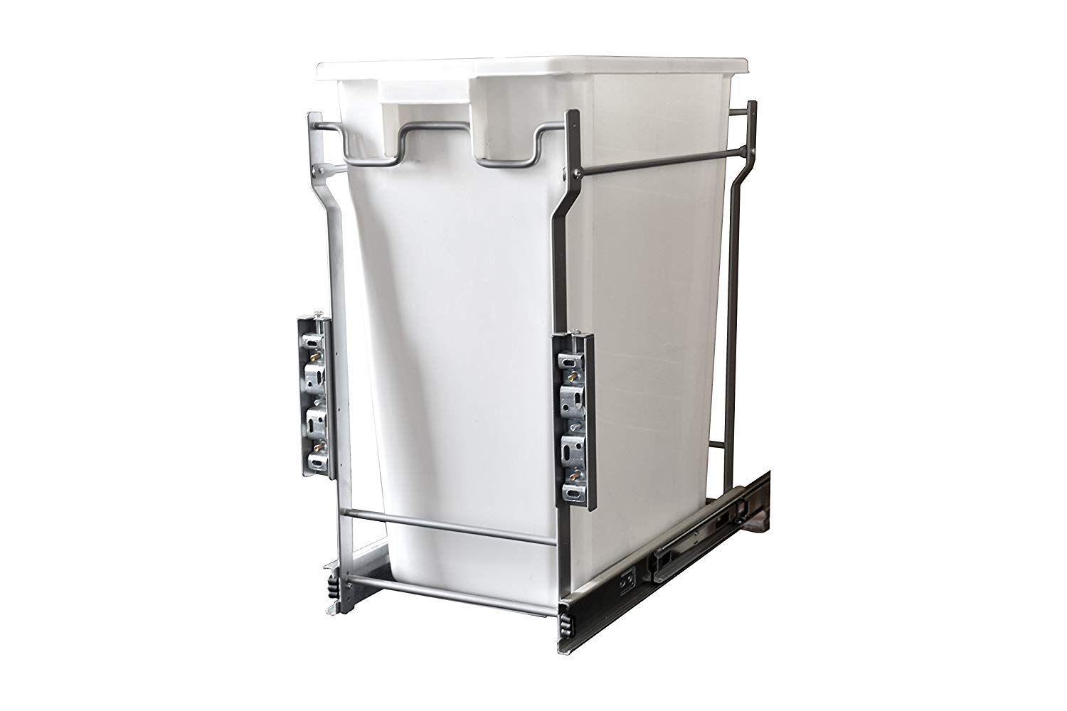 Silverline 35 Qt. Single Kitchen Cabinet Pull-Out White Waste Container Recycle Trash Can