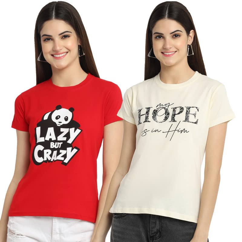Preneum Round Neck Printed Casual Wommen Tshirt Pack of 2 (SU-36-42)