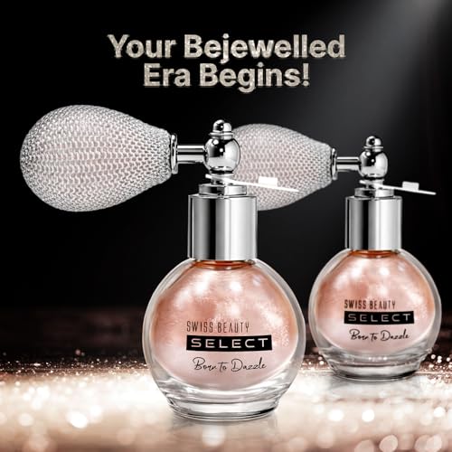 Image of Swiss Beauty Select Born To Dazzle Glitter Spray | Pearlescent Particles | Multidimensional Shine | High-Impact Glow | Lightweight & Blendable | Gentle On The Skin | For Body & Hair | Shade- Hollywood Glam, 5gm