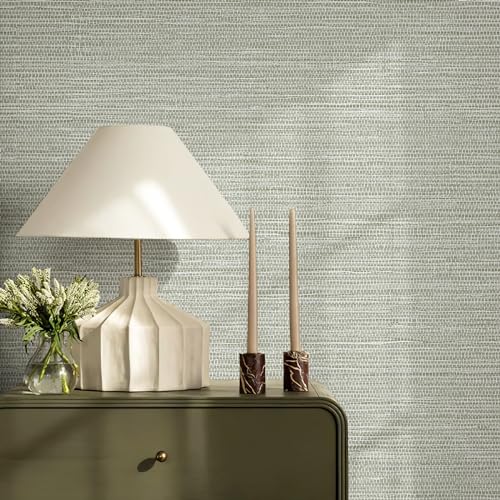 JiffDiff Grasscloth Wallpaper Peel and Stick Cream Grassweave Peel & Stick Textured Wallpaper Self Adhesive Contact Paper 17.3"x472" by JiffDiff - Used condition - Image 5