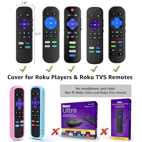 Image of 4 Pack Case for Roku Remote, Cover for Hisense Roku TV Steaming Stick /Express Universal Replacement Controller, Silicone Universal Protective Controller Sleeve Glow in The Dark Green Blue
