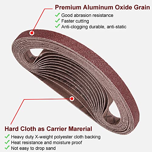 Sanding Belt 24 Pack 1/2 X 18 Inch Aluminum Oxide Air File Sander Belt Assortment, 4 Each Of 60 80 120 150 240 400 Grits, Belt Sander Tool For Woodworking, Metal Polishing And Spot Weld Removing #TOP3
