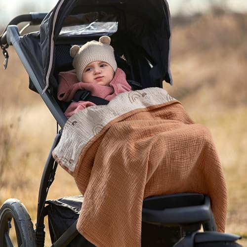 Image of lulumoon Muslin Baby Blanket Neutral: Cotton Toddler Blanket for Daycare