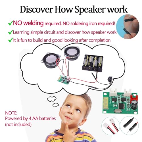 Image of Electrobot DIY Portable Bluetooth Speaker Kit MDF Buildable Speaker Box,2600Mah Rechargeable Battery,Plug & Play Assembly Bluetooth,Remote,Line-In,USB,SD Card,Mic Support Hands-On STEM Kit