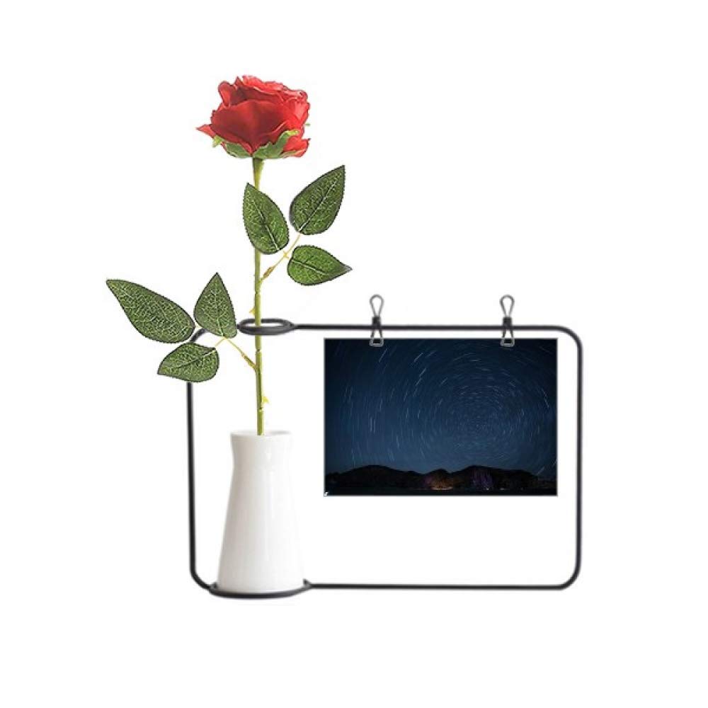 Rose artificielle à suspendre sous forme de paysage étoilé lumineux de nuit féerique