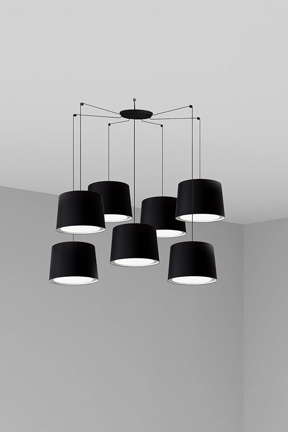 FARO BARCELONA Faro CONGA Zwarte hanglamp hanglamp 7 licht