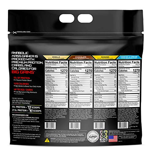 USN Anabolic Mass Chocolate, Sports Nutrition Weight Gainer Supplement, Whey Protein Concentrate, Whey Protein Isolate, Casein, Egg White Protein, MCT derived from Coconut,12 Pound (Pack of 1) - Image 3