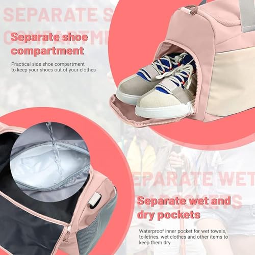 Image of CAVALO - Be Unique Travelling Bags for Luggage Muti- Pocket Sports Duffle Bags for Men and Women with Wet Pocket & Shoe Compartment Weekender Overnight Gym Bags for Women (Peach)
