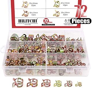 Hilitchi 72 pcs Spring Band Type Action Fuel/Silicone Vacuum Hose Pipe Clamp Low