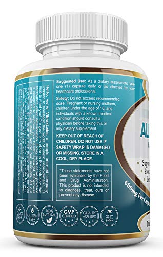 Alpha Lipoic Acid 600Mg Capsules - Extra Strength Ala Supplement - Best Pure Vegetarian Capsules For Nerve Pain, Skin, Face, Eye And Brain Boost – Helps Sustain Natural Detoxification, Non-Gmo #TOP6
