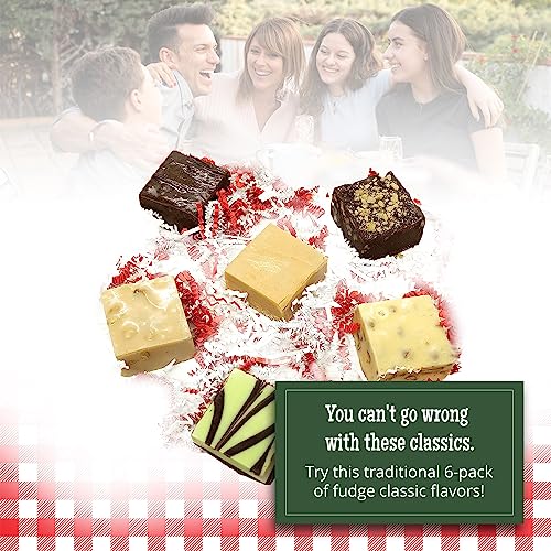Valley Fudge, Assorted Gift Box, Classic Flavors, Fresh Artisan Fudge, Real Butter, Bulk Gourmet Candy, Individually Wrapped, Birthday, Thank You, Housewarming Gift, 6 Pieces, One and a Half Pounds - Thumbnail 2